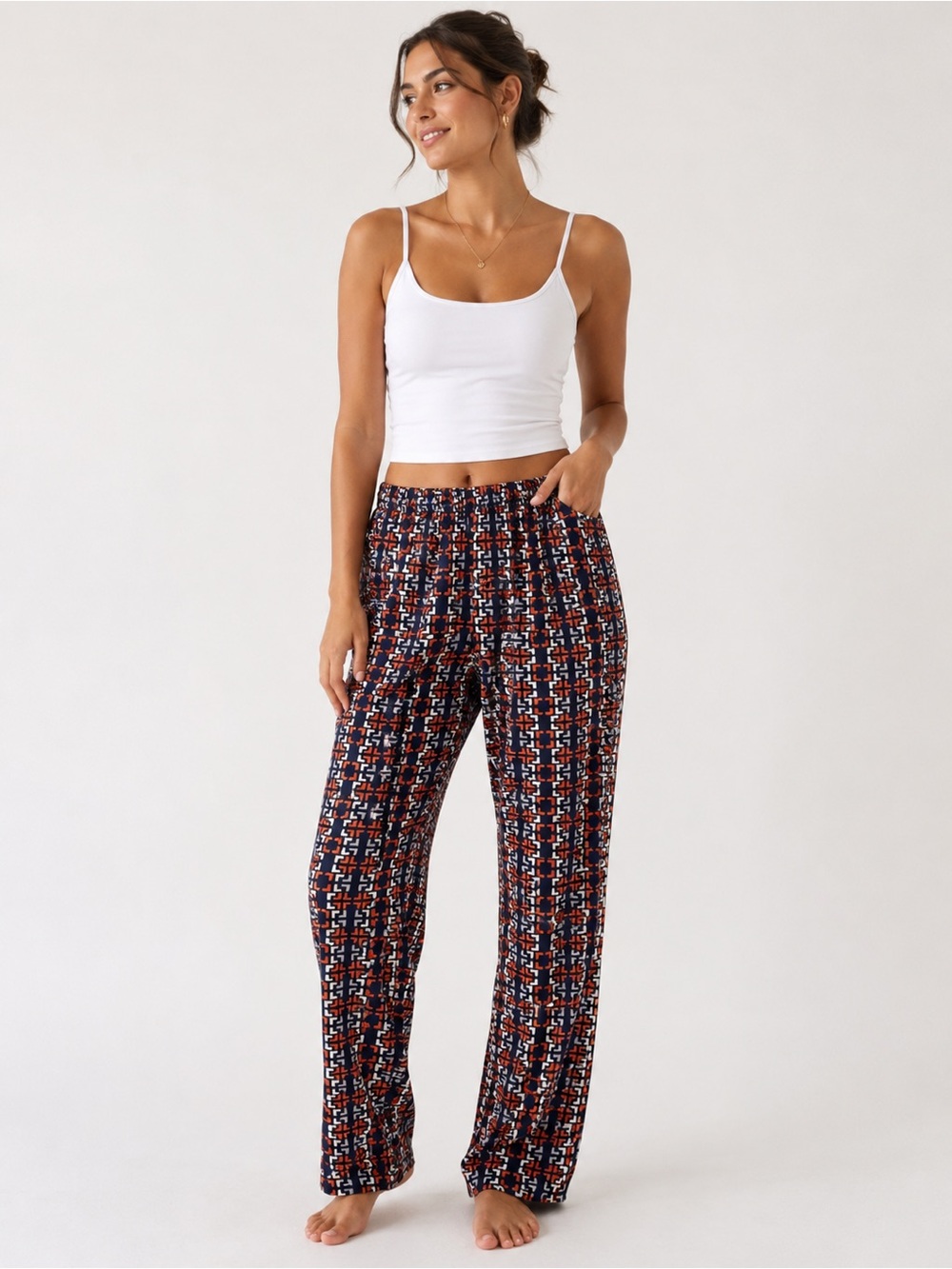 Merona Navy and Orange Geometric Pants